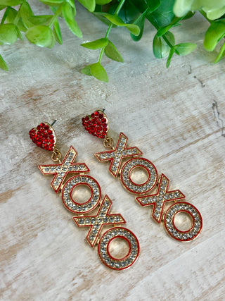 Red Crystal XOXO Earrings
