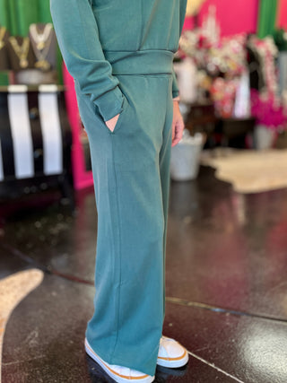 Emerald Green Essentials Wide Leg Pants
