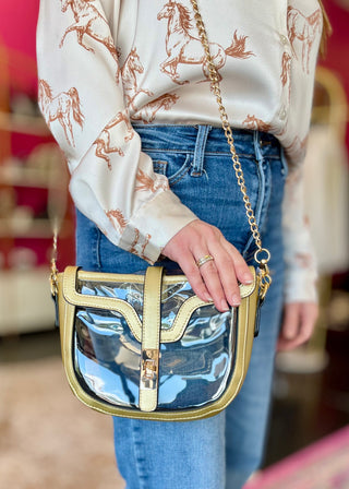Gold & Clear Saddle Bag Purse