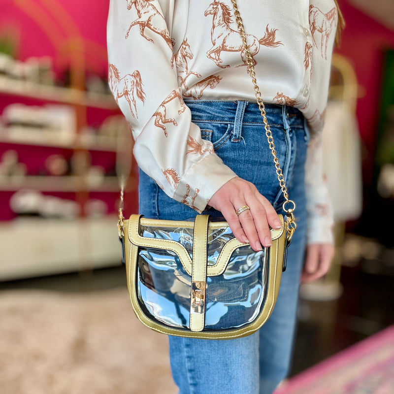 Gold & Clear Saddle Bag Purse