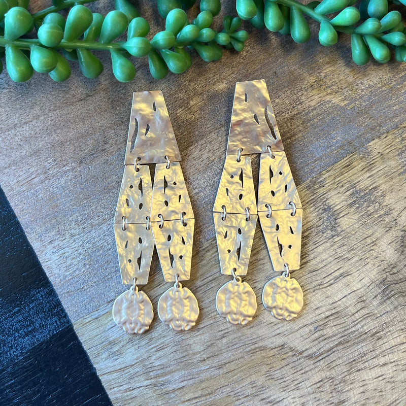 Muted Gold Long Dangle Earring