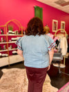 Karly Denim & Maroon Top