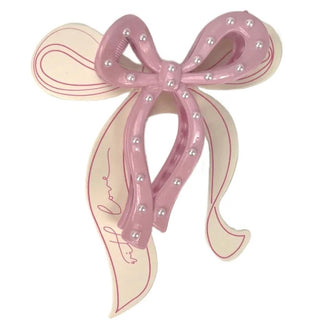 Pink & Pearl Bow Shaped Hair Clip