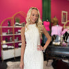 Ivory Lace Mock Neck Dress