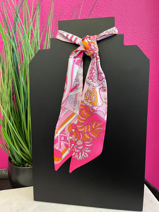 Pink & Orange Graphic Twilly