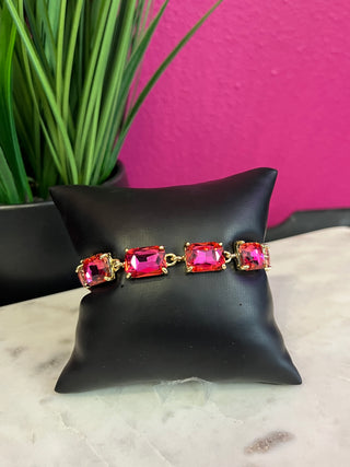 Too Chic Rectangle Hot Pink Crystal Bracelet
