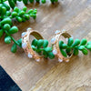 Gold & Pearl Stone Hoops