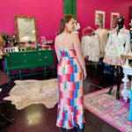 Rainbow Square Pleated Maxin Dress