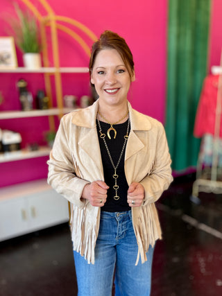Miranda Bone Suede Fringe Jacket