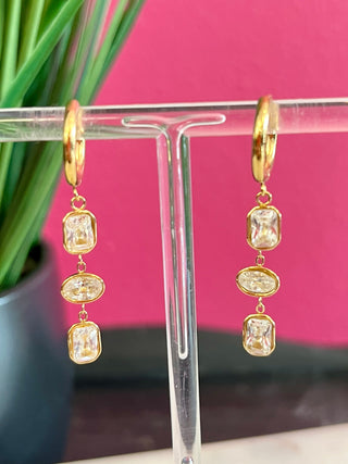 Sunniva 18K Gold Triple Drop Earrings - Water Resistant