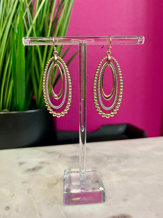 Mixed Metal Layered Oval Earrings