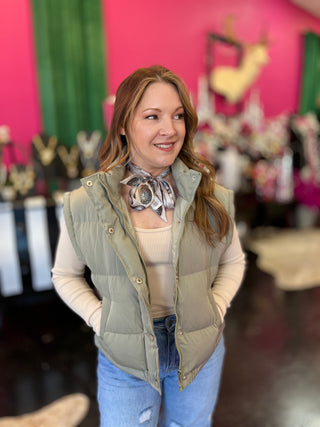 Sage Green Short Puffer Vest