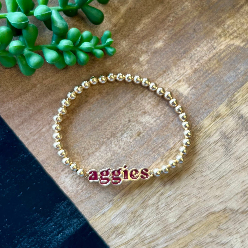 Aggies Gold Bead Ball Bracelet