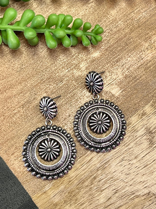 Silver Md Circle Concho Earring