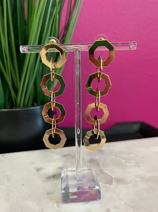 Gold 7 Hexagon Link Earring