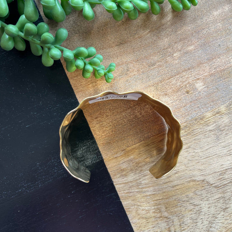 Hammered Gold Wide Cuff - Water Resistant