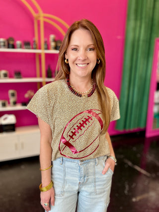 Maroon Football Leopard Edgy Tee