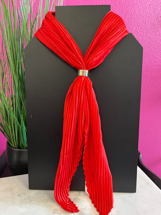Red Pleated Satin Wild Rag