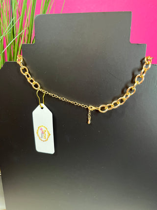 Pearl Cross Gold Link Necklace