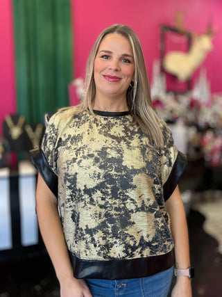 Gold & Black Metallic Top