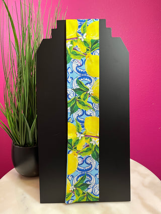 Blue & Yellow Lemon Swirl Wide Twilly