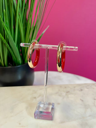 Everyday Gold & Red Hoop Earring
