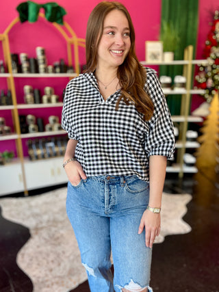 Black & White Gingham Top