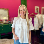 White Mesh Applique Top