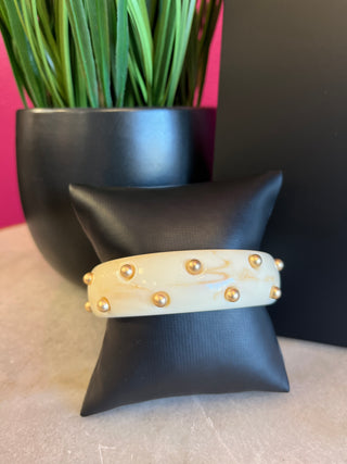 Cream Gold Studded Bangle Bracelet