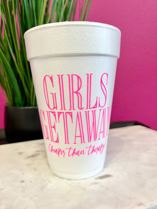 Pink Girls Getaway Styrofoam Cups