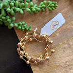 Gold Lg Ball Stretch Bracelet Set