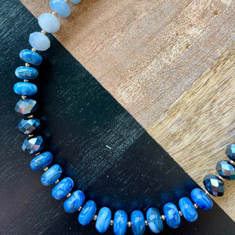 Blue & Turq Tone Stone Necklace