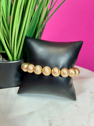 Gold Textured Ball Bracelet