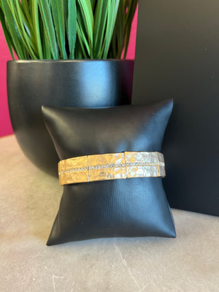 Muted Gold Rectangle & Crystal Bracelet