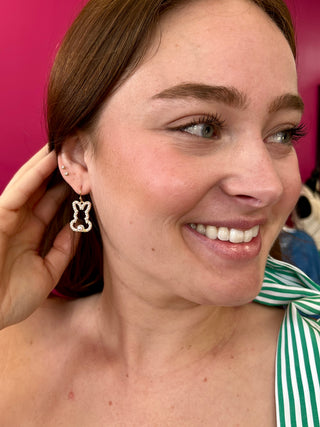 Pearl Mini Bunny Outline Earrings