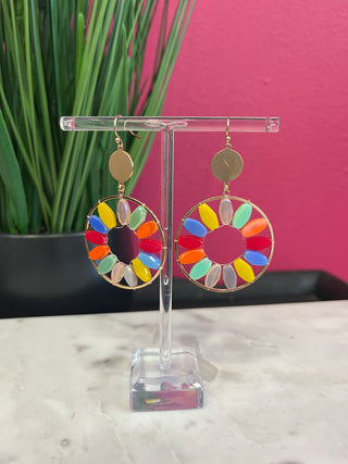 Multi Color Stone Circle Earring