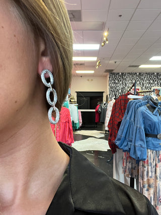 Silver & Pearl 3 Link Earrings