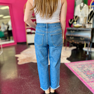 Denim & Scattered Pearl Straight Leg Jeans