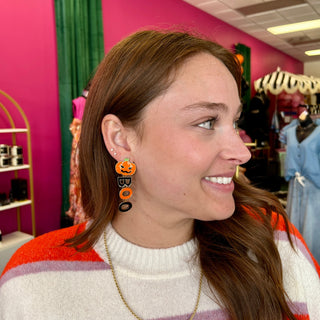 Pumpkin Boo Dangle Earrings