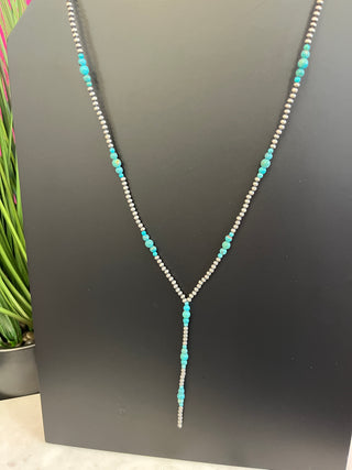Authentic Turquoise & Navajo Bead Lariant Necklace