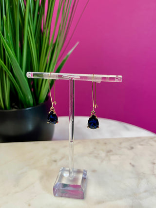 Too Chic Navy Small Teardrop Crystal Earrings
