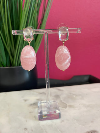 
Crystal & Light Pink Stone Earring
