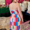 Rainbow Square Pleated Maxin Dress