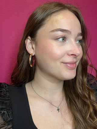 Everyday Gold & Maroon Hoop Earring