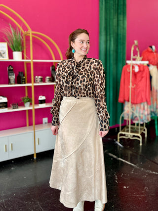 Tan Faux Suede Maxi Skirt