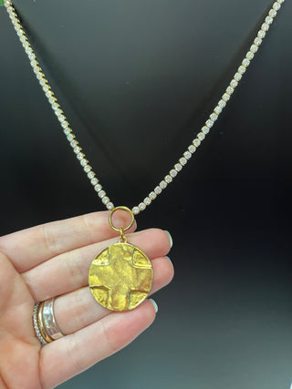 Lord's Prayer Gold & Crystal Necklace