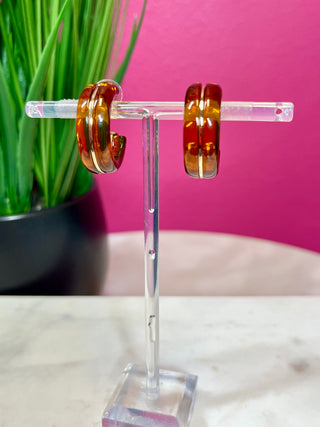 Amber & Gold Medium Hoop Earring