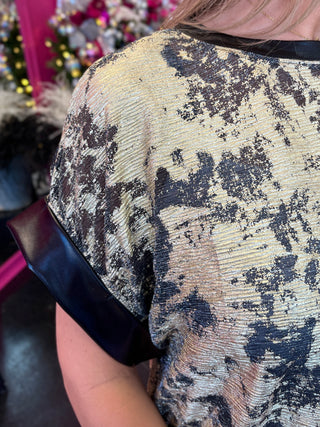 Gold & Black Metallic Top