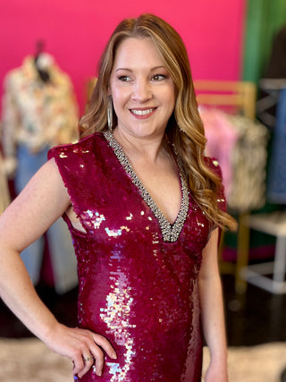 Magenta Pink Sequin Dress