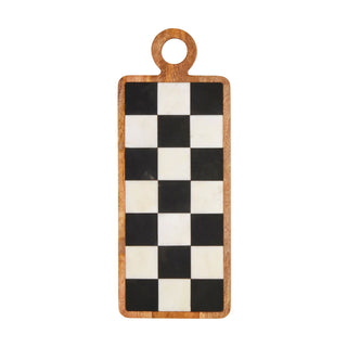 Black & White Checkered Marble Rectangle Board